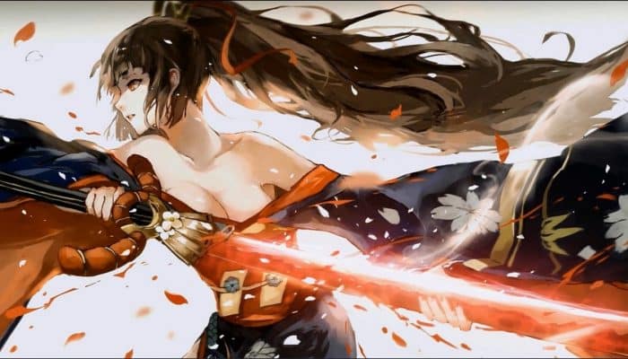 woman with sword anime action